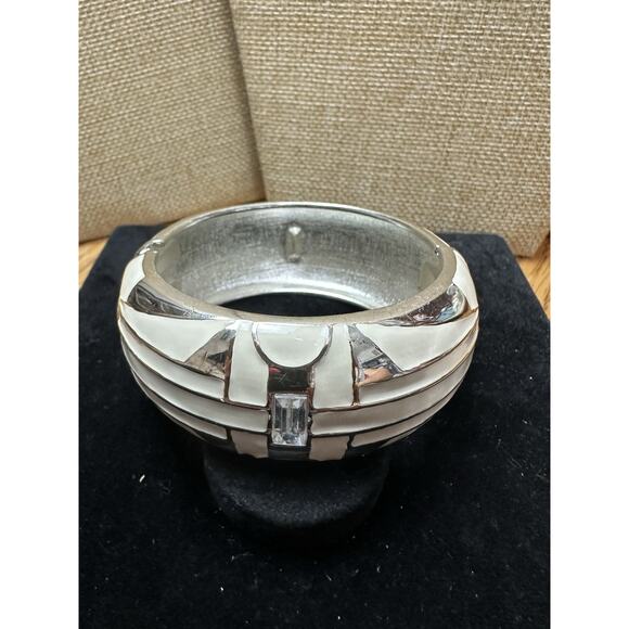 Sequin Nordstrom Multicolor Silver Tone Statement Enamel Bangle Bracelet #569 - Picture 2 of 3